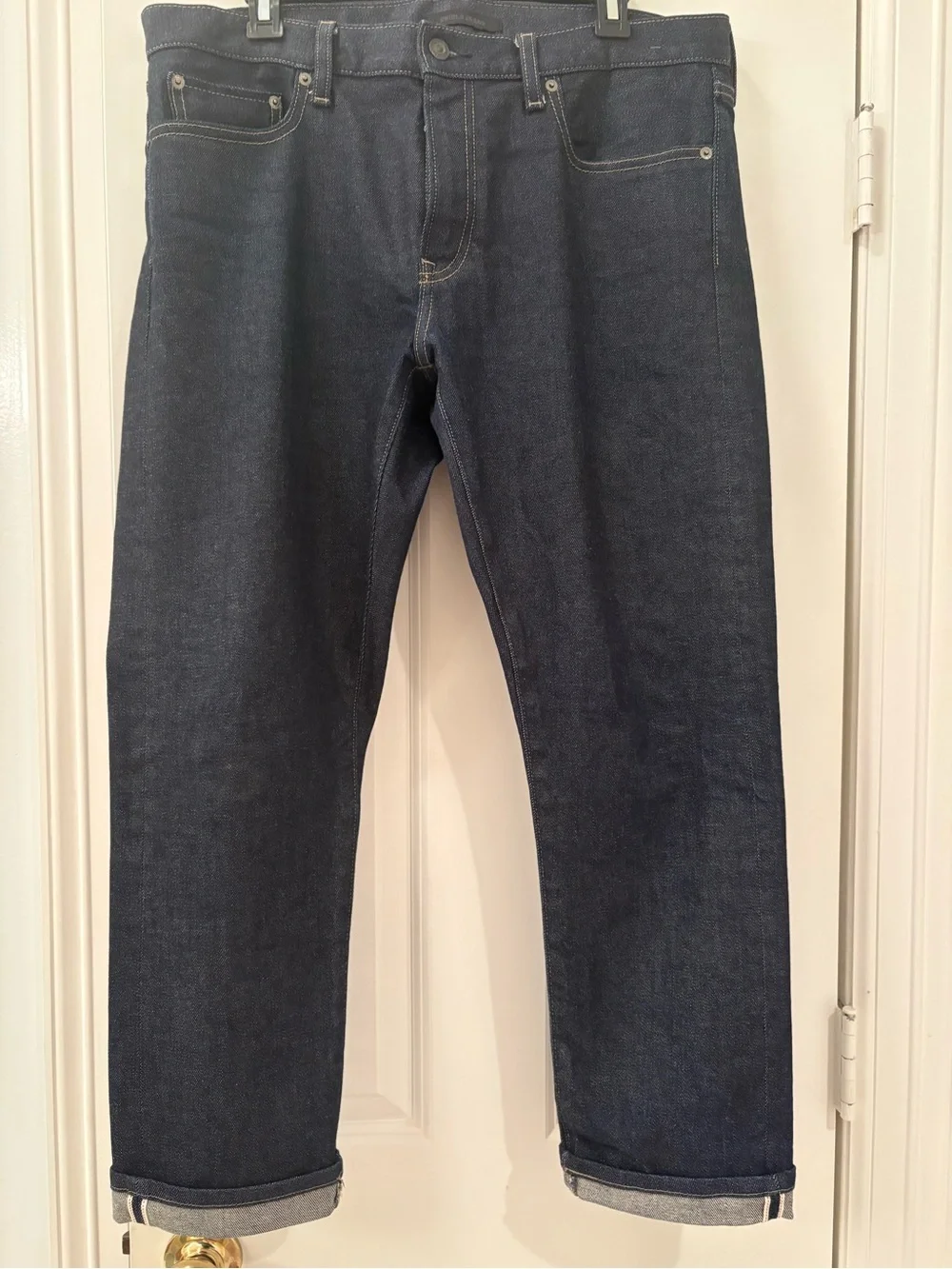 Uniqlo Mens Slim Straight Low Rise Selvedge Kaihara Denim Jeans Size 35 X 32
